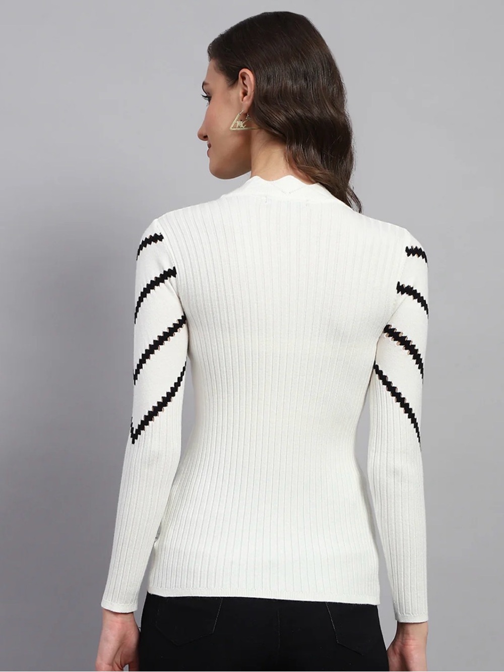 Karen Millen Pointelle Chevron Sweater - Picture 2 of 10